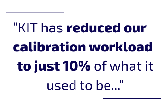 calibration workload 10% quote (540 x 360 px) KIT has reduced our calibration workload to just 10% of what it used to be